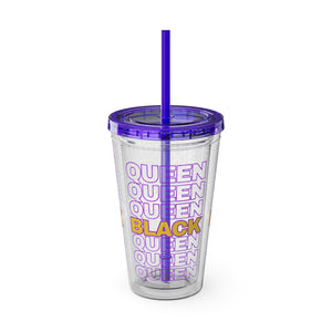 Black Queen Tumbler with Straw, 16oz