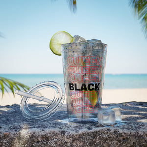 Black Queen Tumbler with Straw, 16oz