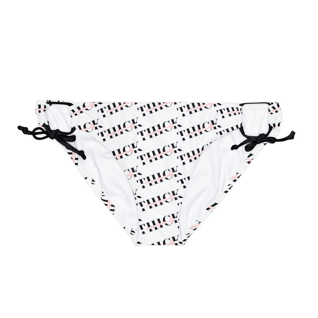 Unapologetically Thick (White) Loop Tie Side Bikini Bottom